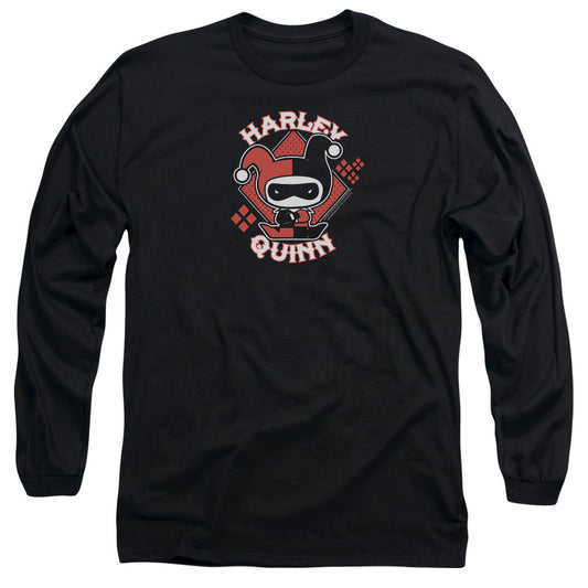 Justice League Harley Chibi Mens Long Sleeve Shirt Black Officially Licensed