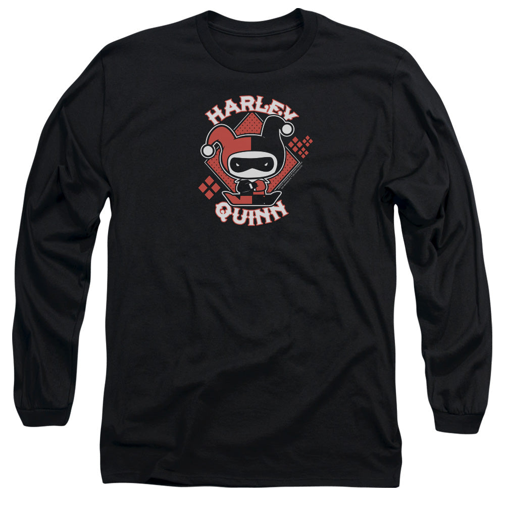Jla Harley Chibi Mens Long Sleeve Shirt Black Officially Licensed