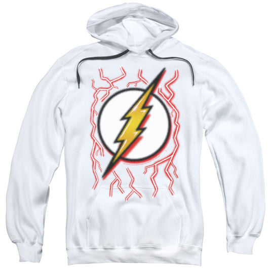 Dc Flash Airbrush Bolt Mens Hoodie White Officially Licensed