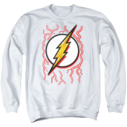 Dc Flash Airbrush Bolt Mens Crewneck Sweatshirt White Officially Licensed
