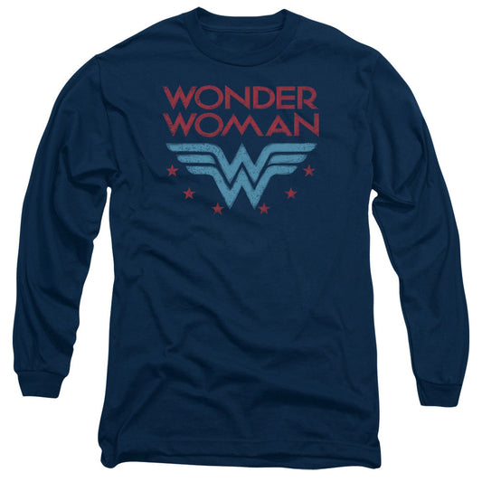 Wonder Woman Wonder Stars Mens Long Sleeve Shirt Navy Blue Blue Officially Licensed