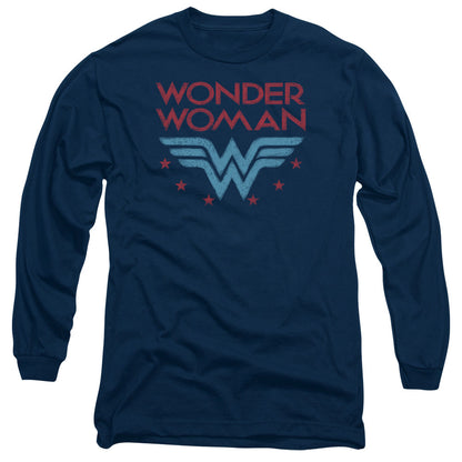 Dc Wonder Woman Wonder Stars Mens Long Sleeve Shirt Navy Officially Licensed