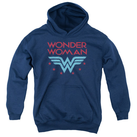 Wonder Woman Wonder Stars Kids Youth Hoodie Navy Blue Blue Officially Licensed