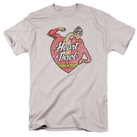 Justice League Heart Throb Mens T Shirt Silver Officially Licensed