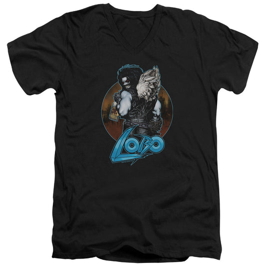 Justice League Gut Rot Mens Slim Fit V-Neck T Shirt Black Officially Licensed