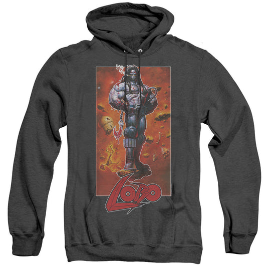 Justice League Lobo Pose Heather Mens Hoodie Black Officially Licensed