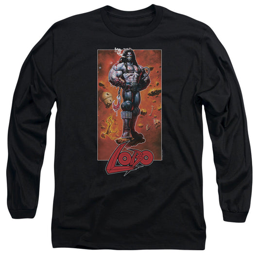 Justice League Lobo Pose Mens Long Sleeve Shirt Black Officially Licensed