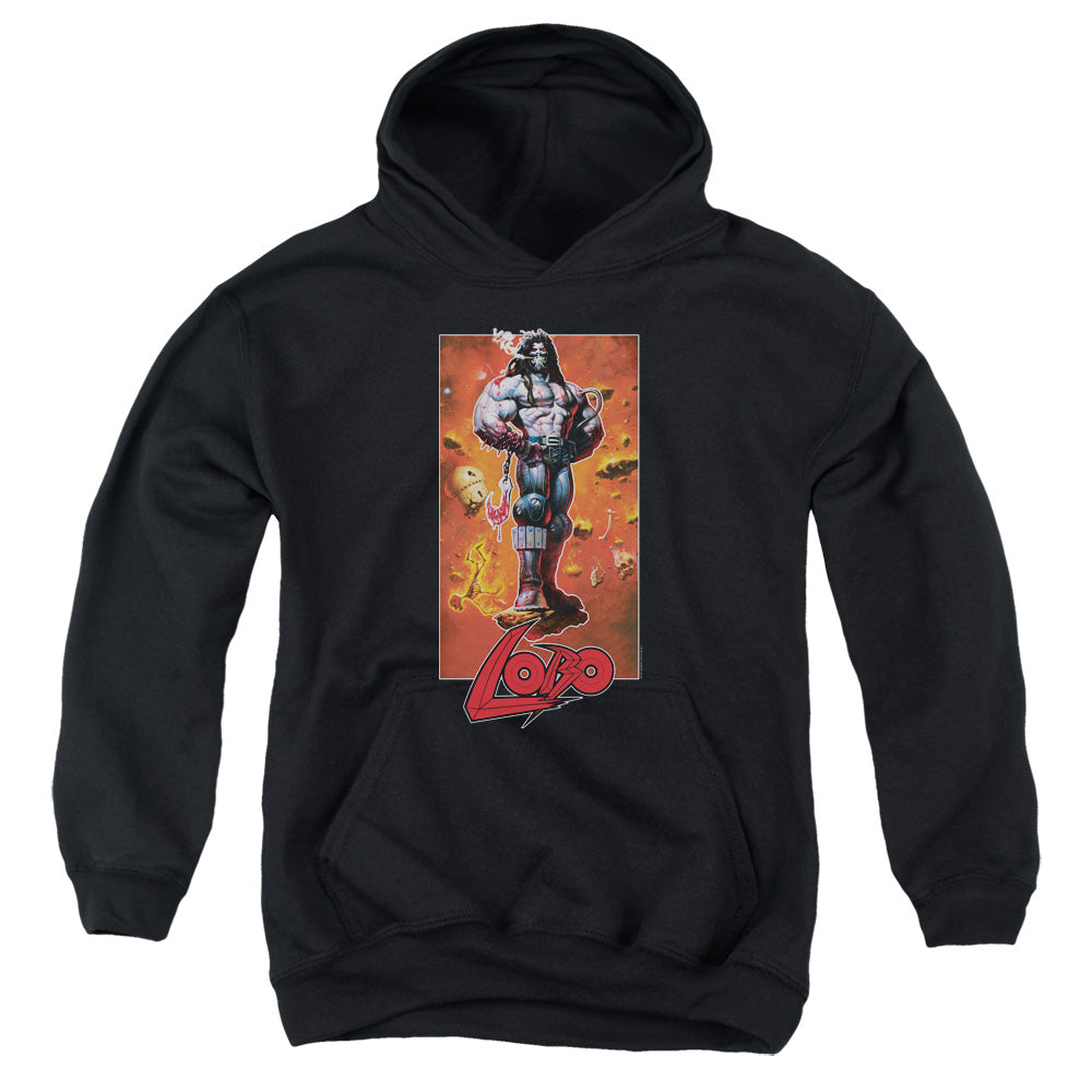 Justice League Lobo Pose Kids Youth Hoodie Black Officially Licensed