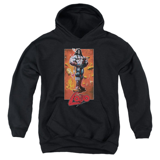 Justice League Lobo Pose Kids Youth Hoodie Black Officially Licensed