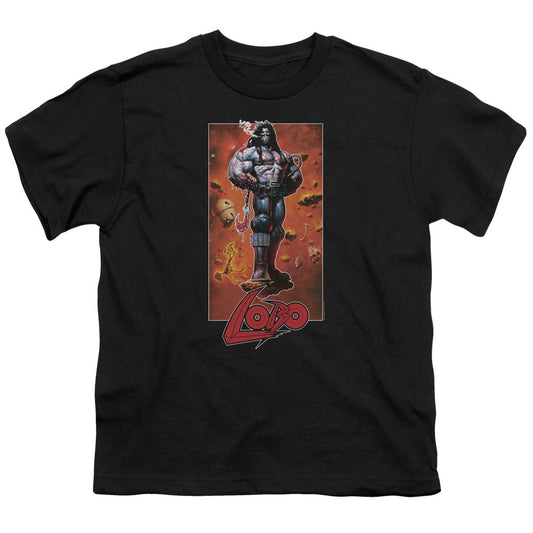 Justice League Lobo Pose Kids Youth T Shirt Black Officially Licensed