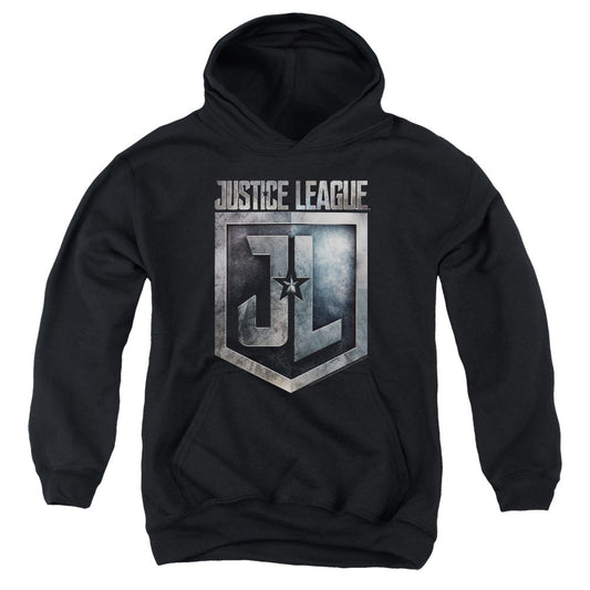 Justice League Movie Shield Logo Kids Youth Hoodie Black Officially Licensed