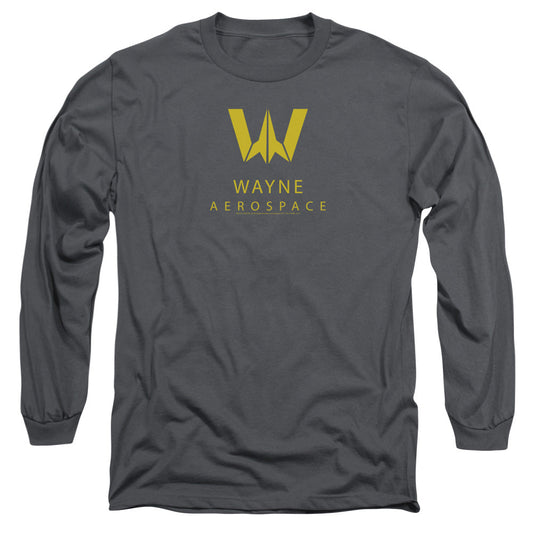Justice League Movie Wayne Aerospace Mens Long Sleeve Shirt Charcoal Officially Licensed