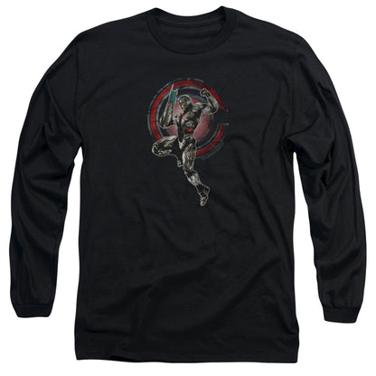 Justice League Movie Cyborg Mens Long Sleeve Shirt Black Officially Licensed Officially Licensed