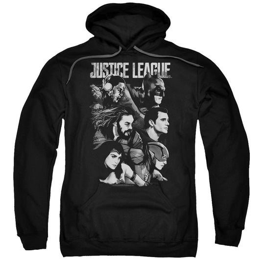 Justice League Movie Pushing Forward Mens Hoodie Black Officially Licensed
