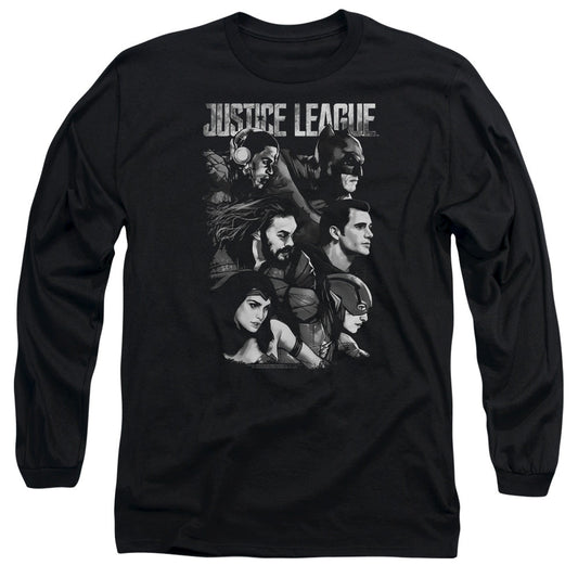 Justice League Movie Pushing Forward Mens Long Sleeve Shirt Black Officially Licensed Officially Licensed