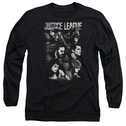 Justice League Movie Pushing Forward Mens Long Sleeve Shirt Black Officially Licensed Officially Licensed