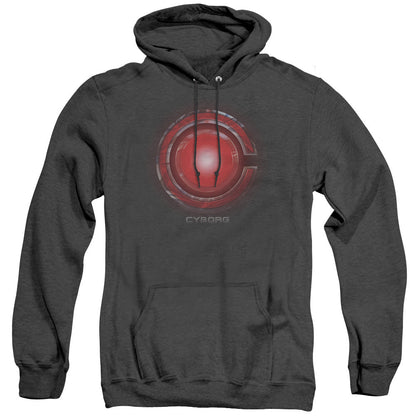 Justice League Movie Cyborg Logo Mens Heather Hoodie Black Officially Licensed
