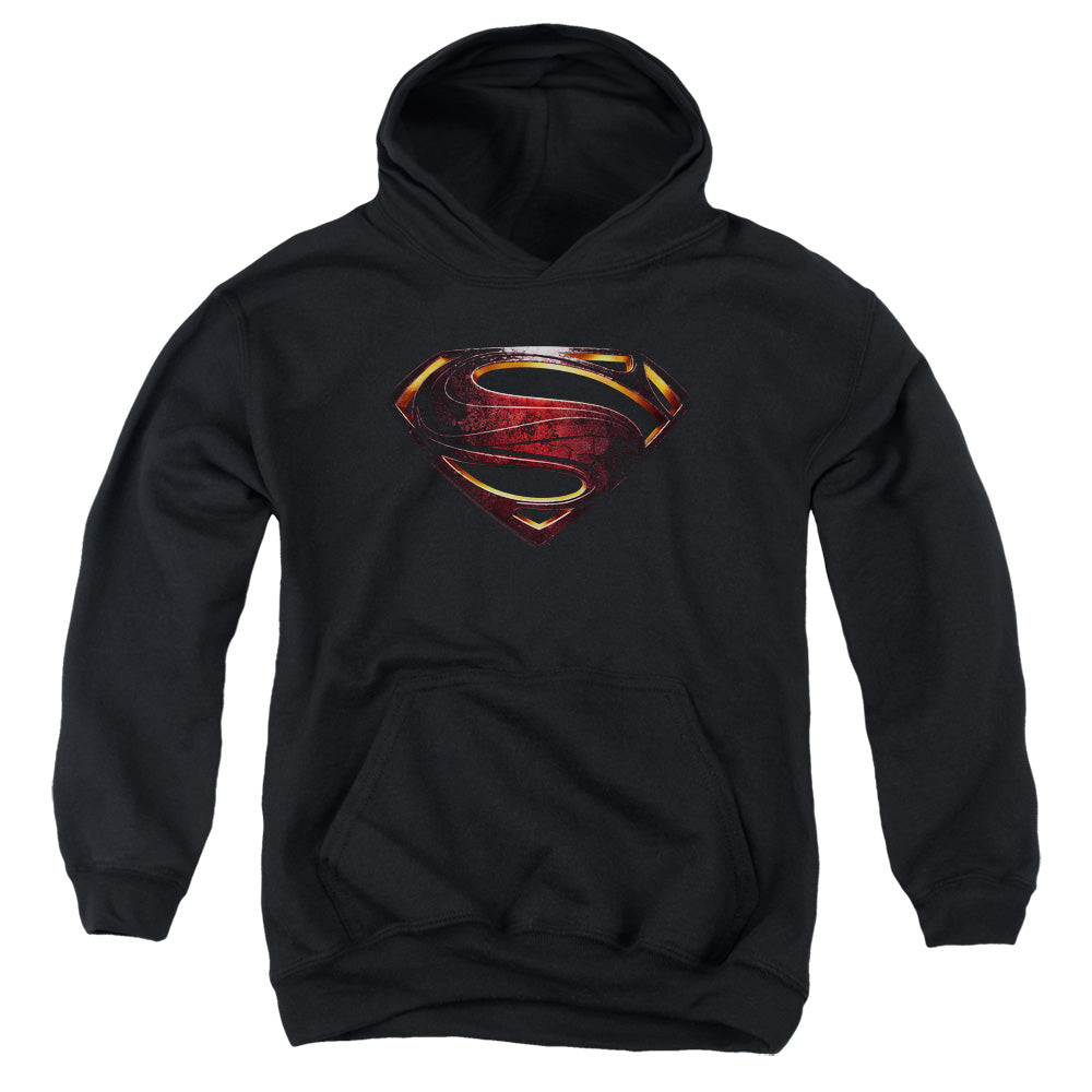 Justice League Movie Superman Logo Kids Youth Hoodie Black Officially Licensed