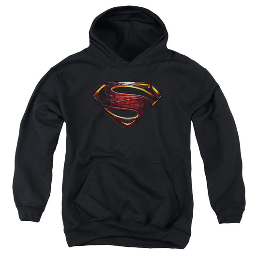 Justice League Movie Superman Logo Kids Youth Hoodie Black Officially Licensed