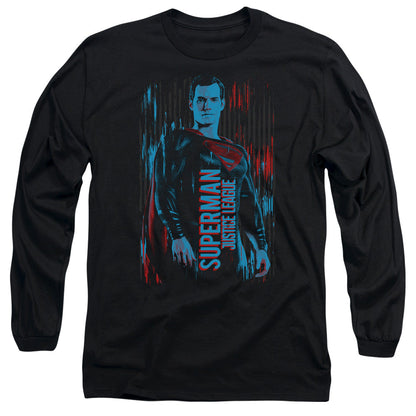 Justice League Movie Superman Mens Long Sleeve Shirt Black Officially Licensed Officially Licensed