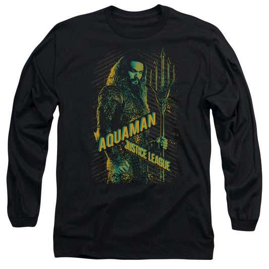 Justice League Movie Aquaman Mens Long Sleeve Shirt Black Officially Licensed Officially Licensed