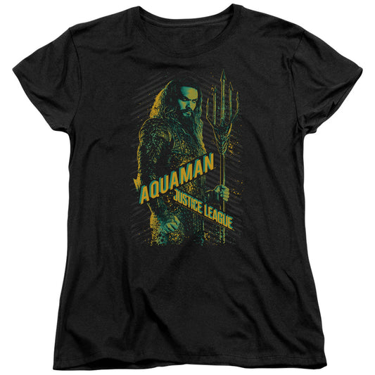 Justice League Movie Aquaman Womens T Shirt Black Officially Licensed