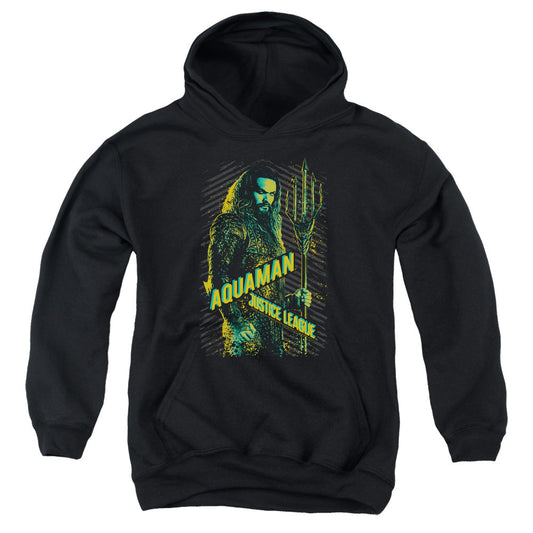 Justice League Movie Aquaman Kids Youth Hoodie Black Officially Licensed