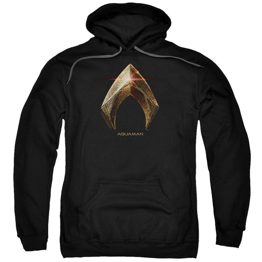 Justice League Movie Aquaman Logo Mens Hoodie Black Officially Licensed