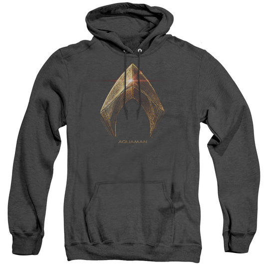 Justice League Movie Aquaman Logo Heather Mens Hoodie Black Officially Licensed