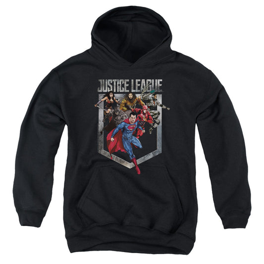 Justice League Movie Charge Kids Youth Hoodie Black Officially Licensed