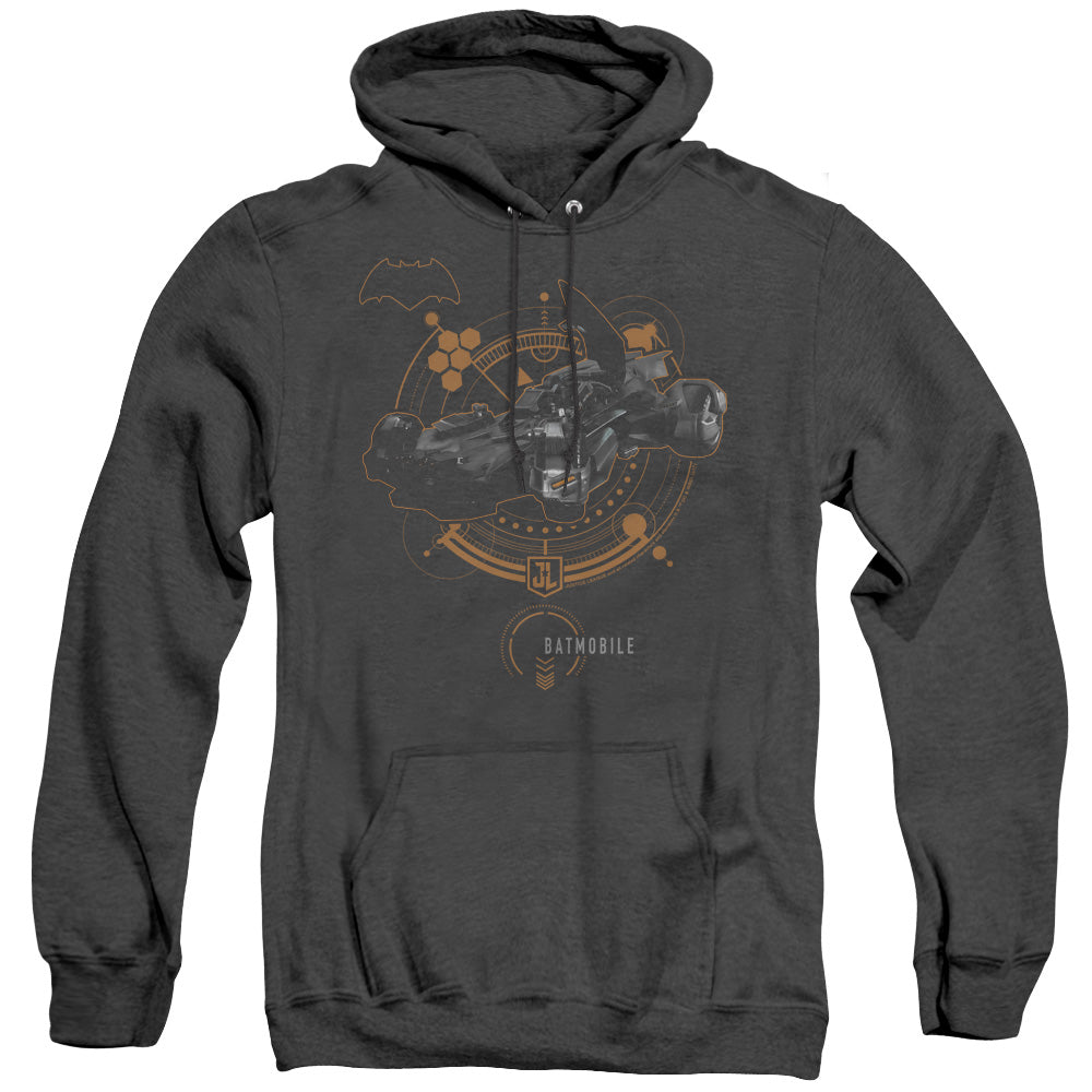 Justice League Movie Batmobile Mens Heather Hoodie Black Officially Licensed