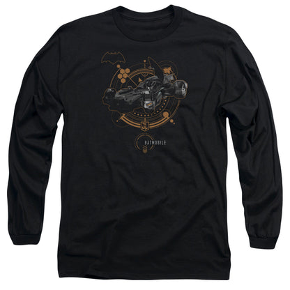 Justice League Movie Batmobile Mens Long Sleeve Shirt Black Officially Licensed Officially Licensed