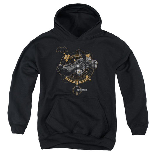 Justice League Movie Batmobile Kids Youth Hoodie Black Officially Licensed