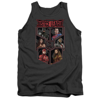 Justice League Movie League Of Six Mens Tank Top Shirt Charcoal Officially Licensed