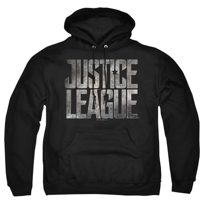 Justice League Movie Metal Logo Mens Hoodie Black Officially Licensed