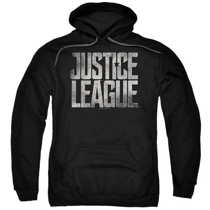 Justice League Movie Metal Logo Mens Hoodie Black Officially Licensed