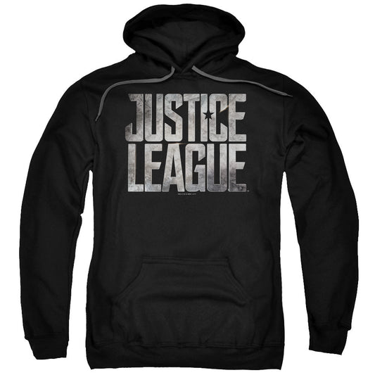 Justice League Movie Metal Logo Mens Hoodie Black Officially Licensed