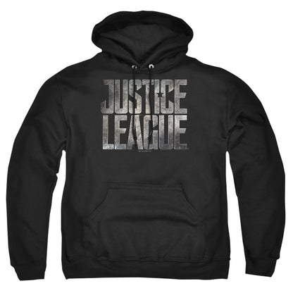 Justice League Movie Metal Logo Mens Hoodie Black Officially Licensed