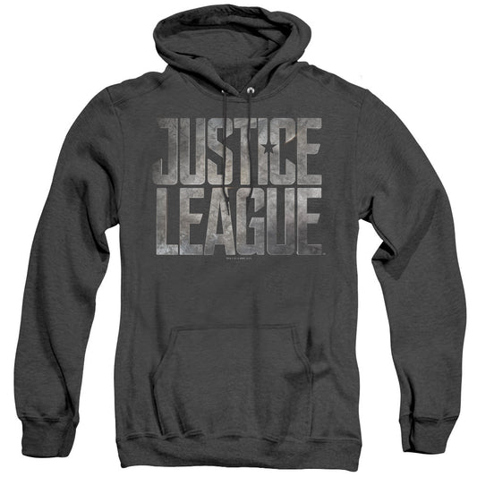 Justice League Movie Metal Logo Heather Mens Hoodie Black Officially Licensed