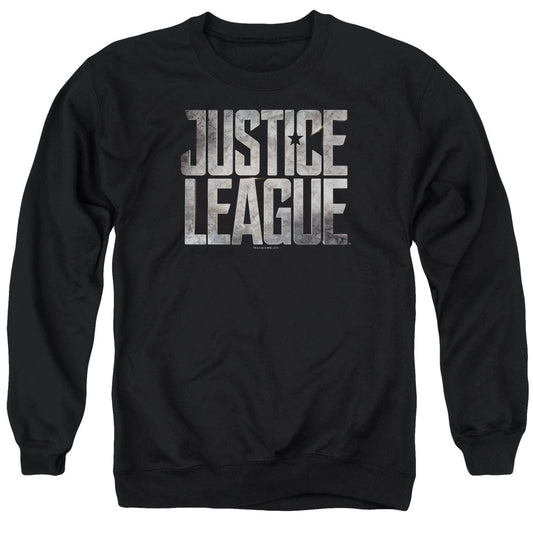 Justice League Movie Metal Logo Mens Crewneck Sweatshirt Black Officially Licensed