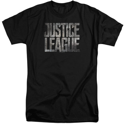 Justice League Movie Metal Logo Mens Tall T Shirt Black Officially Licensed