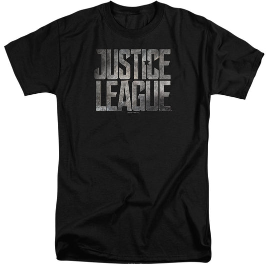 Justice League Movie Metal Logo Mens Tall T Shirt Black Officially Licensed