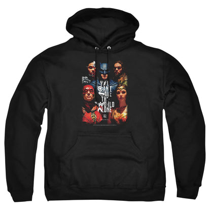 Justice League Movie Save The World Poster Mens Hoodie Black Officially Licensed