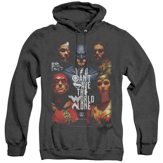 Justice League Movie Save The World Poster Heather Mens Hoodie Black Officially Licensed
