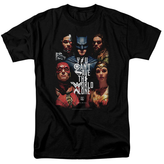 Justice League Movie Save The World Poster Mens T Shirt Black Officially Licensed