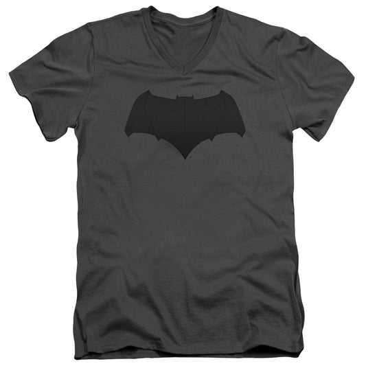 Justice League Movie Batman Logo Mens Slim Fit V-Neck T Shirt Charcoal Officially Licensed