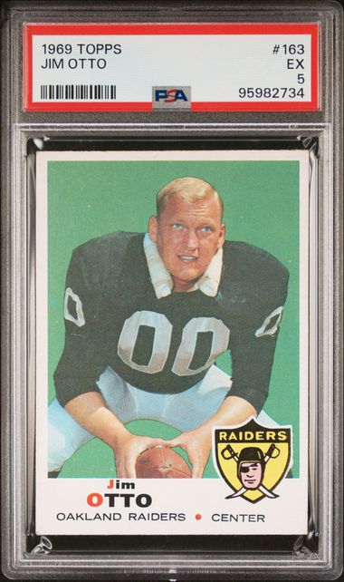 Graded 1969 Topps Jim Otto #163 Football Card PSA 5 Excellent