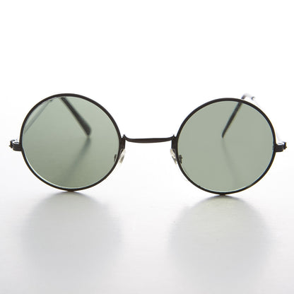 Round Hippie Vintage Sunglass with Glass Lens - Johnny