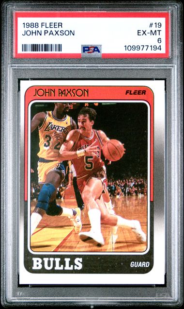 Graded 1988 Fleer John Paxson #19 Basketball Card PSA 6 EX-MT
