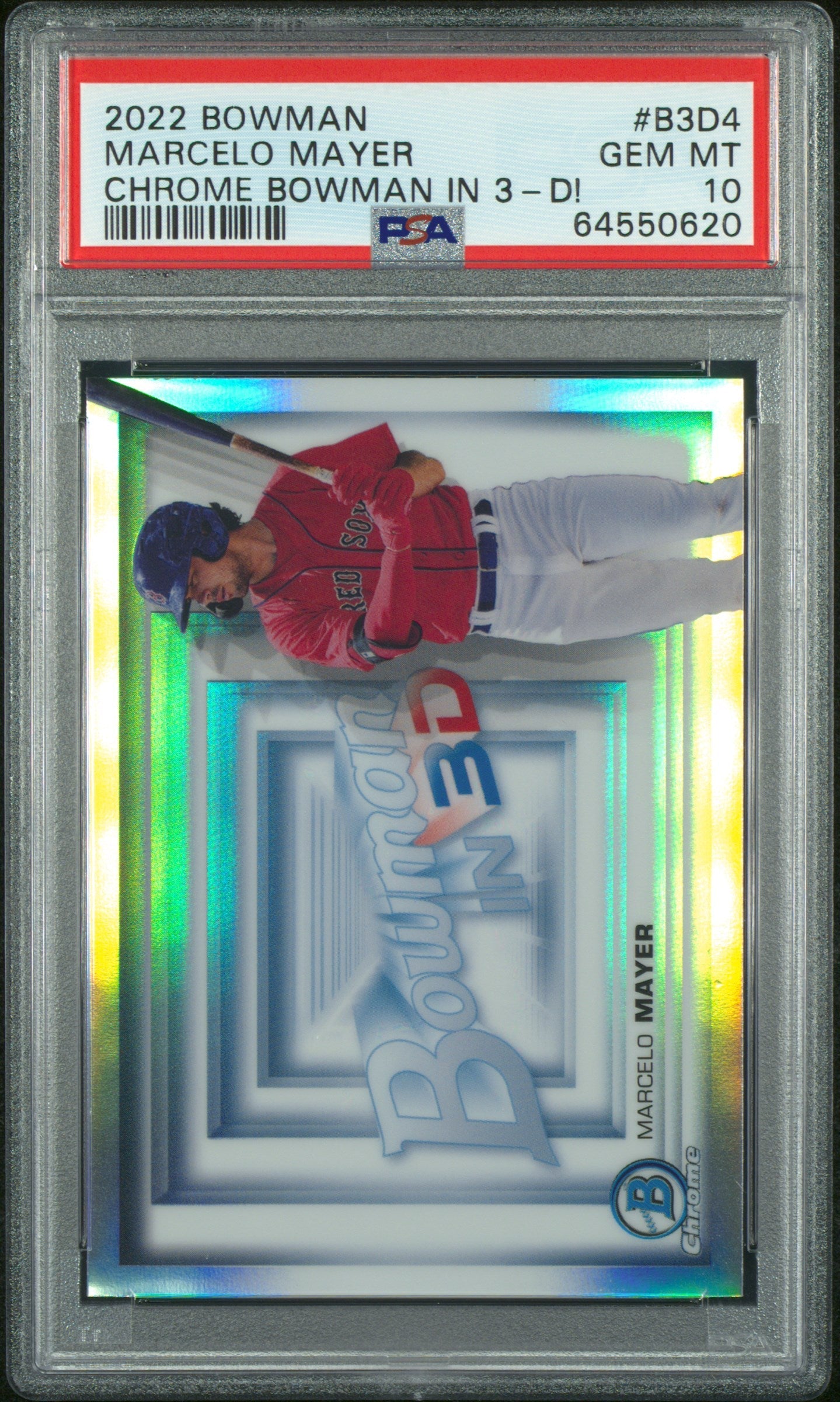Graded 2022 Topps Bowman Marcelo Mayer #B3D4 Chrome Bowman in 3-D! Rookie RC Baseball Card PSA 10 Gem Mint